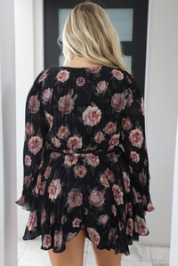 Forget Me Not Romper: Black/Floral