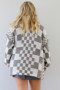 Super Cozy Cardigan: Ivory/Charcoal