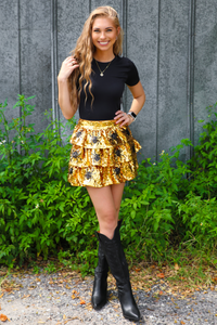 Spooky Spiders Skirt: Gold/Black
