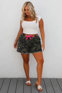 Camo Cutie Shorts: Camo/Hot Pink