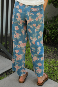 Floral Obsessed Denim: Denim/Pink Multi