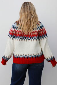 Cozy Cabin Sweater: Red/Multi