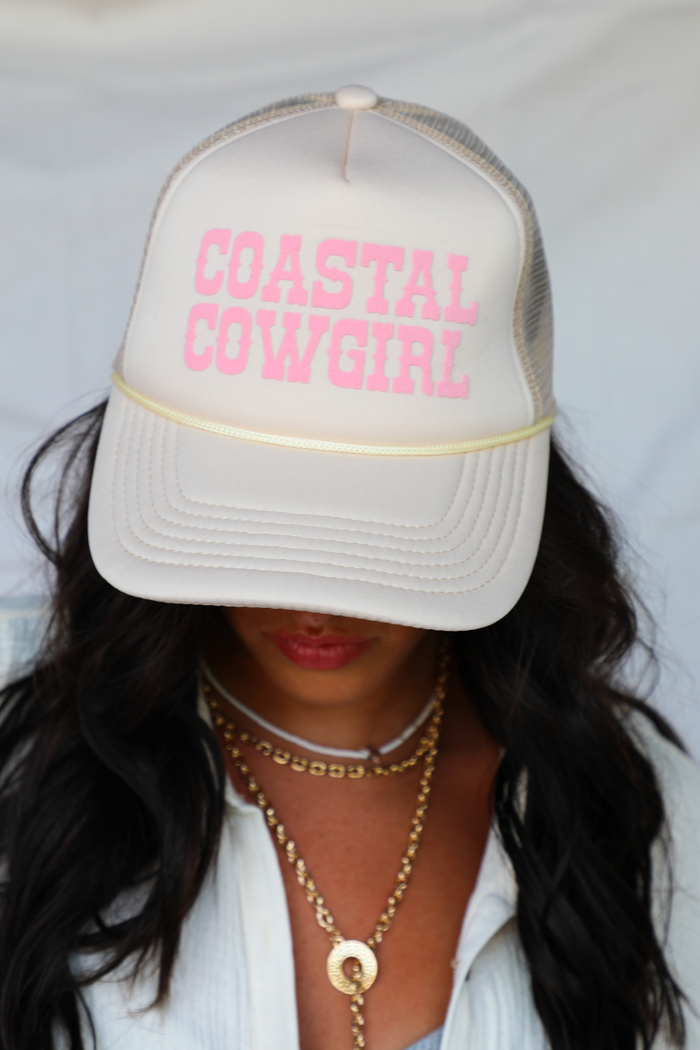 Coastal Cowgirl Hat: Sand/Pink