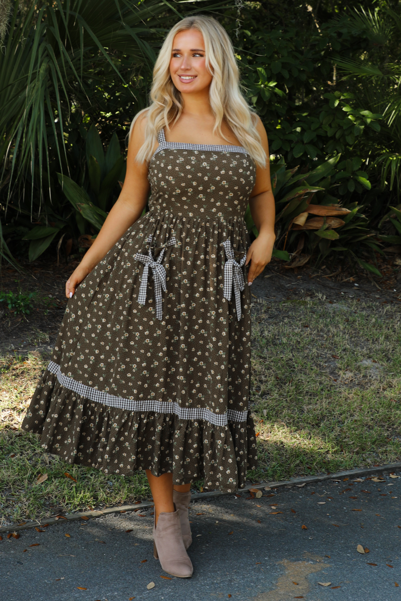 Play Your Part Maxi Dress: Brown/Multi