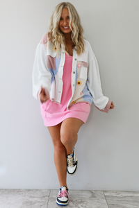 The Patchwork Shacket: Ivory/Multi