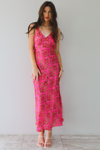 Stay There Maxi Dress: Magenta/Multi