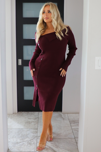 Think Of Me Midi Dress: Merlot