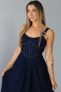 Making Moves Midi Dress: Dark Denim