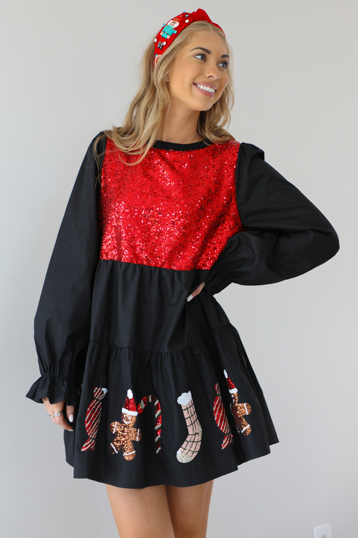 Christmas Baking Dress: Black/Multi
