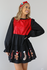 Christmas Baking Dress: Black/Multi