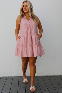 Caught In The Sun Dress: Pink