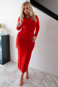Dance The Night Away Maxi Dress: Red
