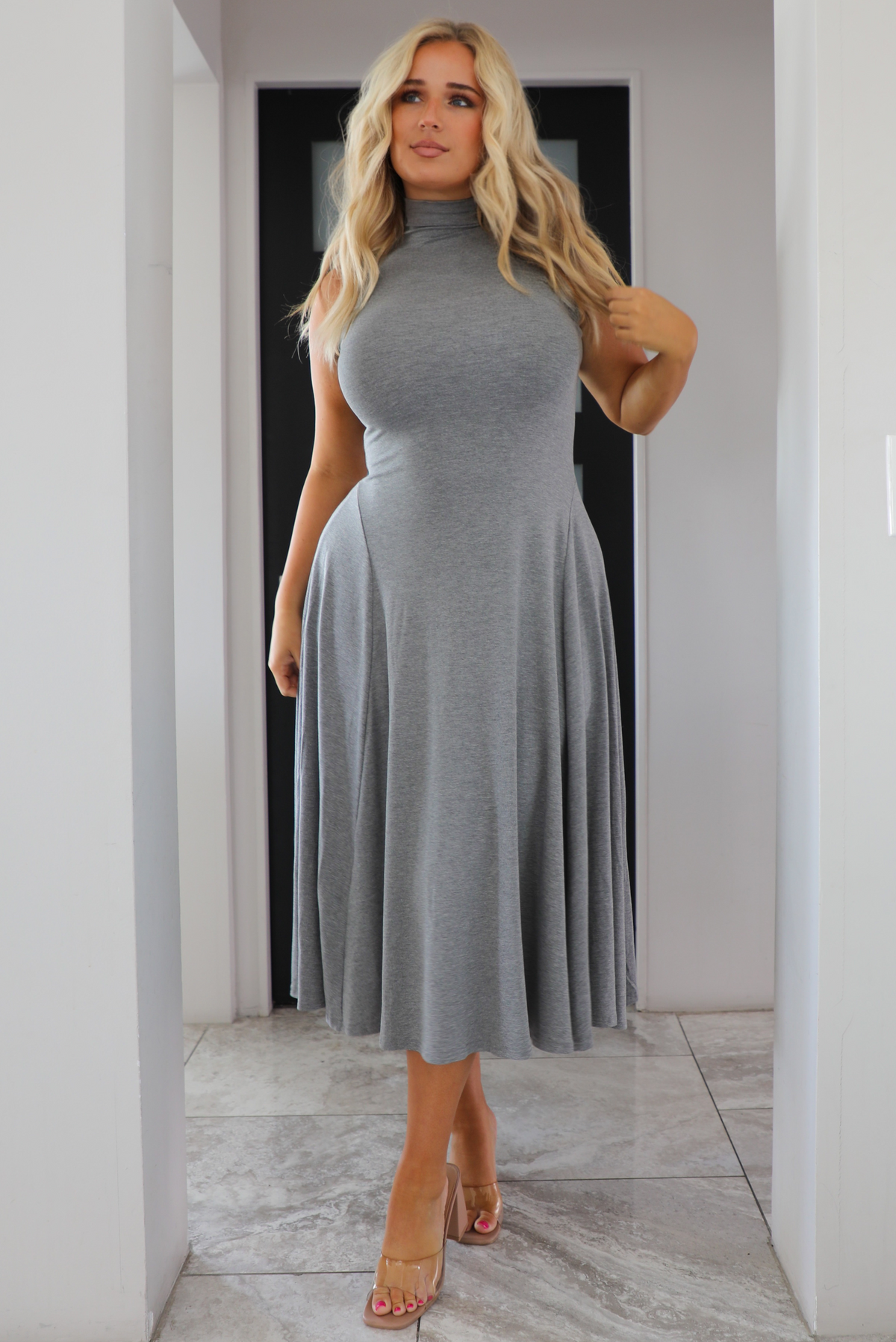 Everything You Do Midi Dress: Grey