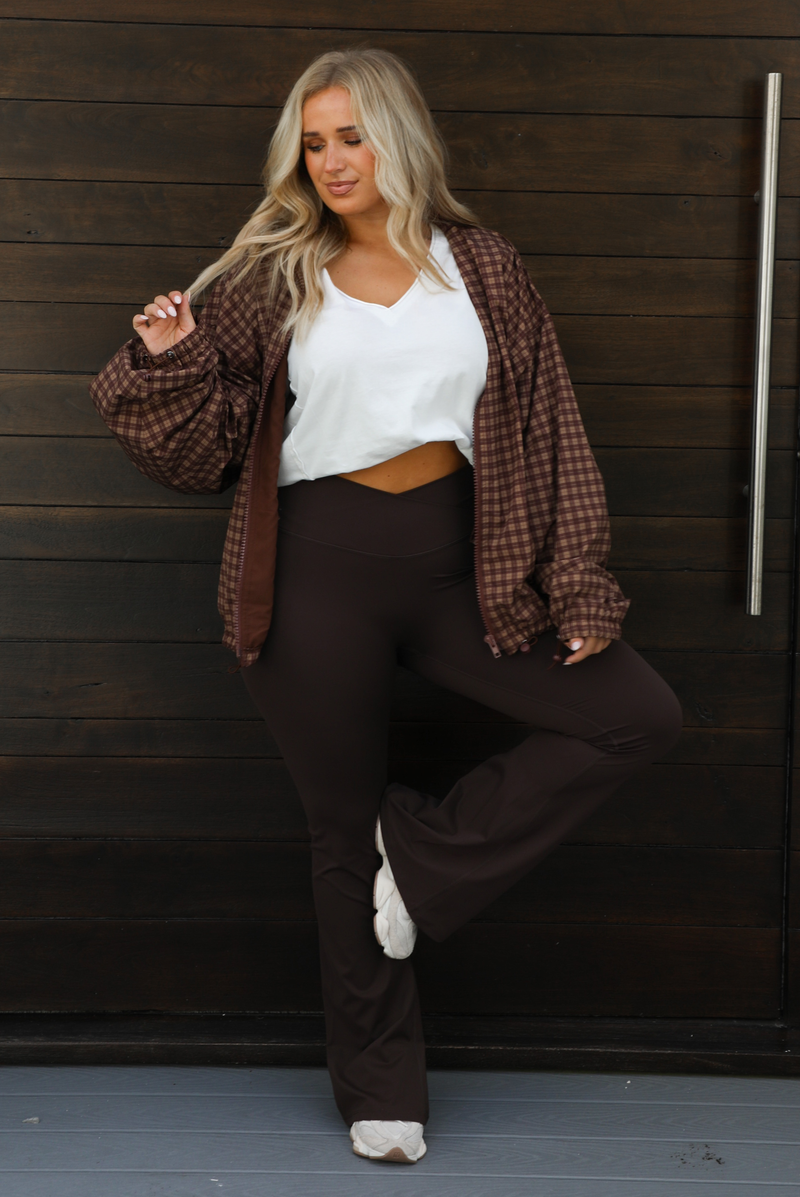 Rainy Days Zip-Up Jacket: Brown/Plaid