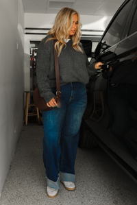 For Sure Sweater: Deep Grey/White