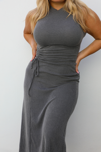 Carry You Midi Dress: Charcoal