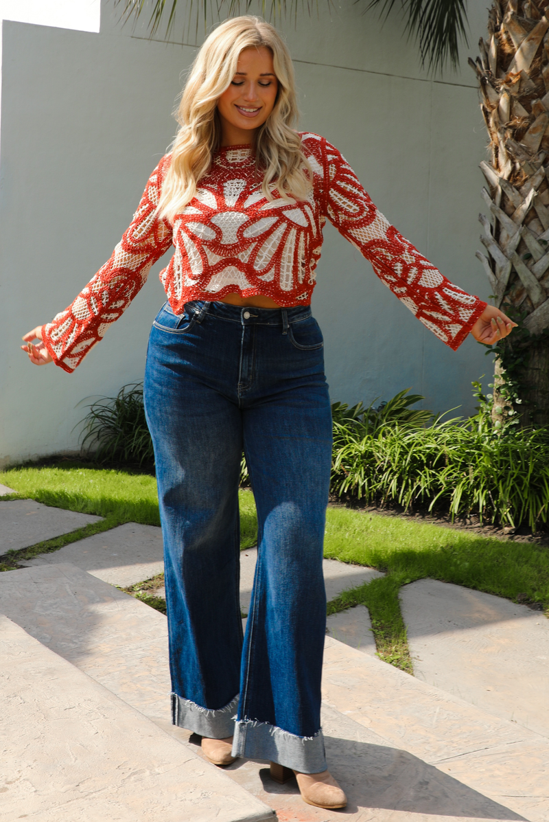 Simple Crochet Sweater: Orange/White