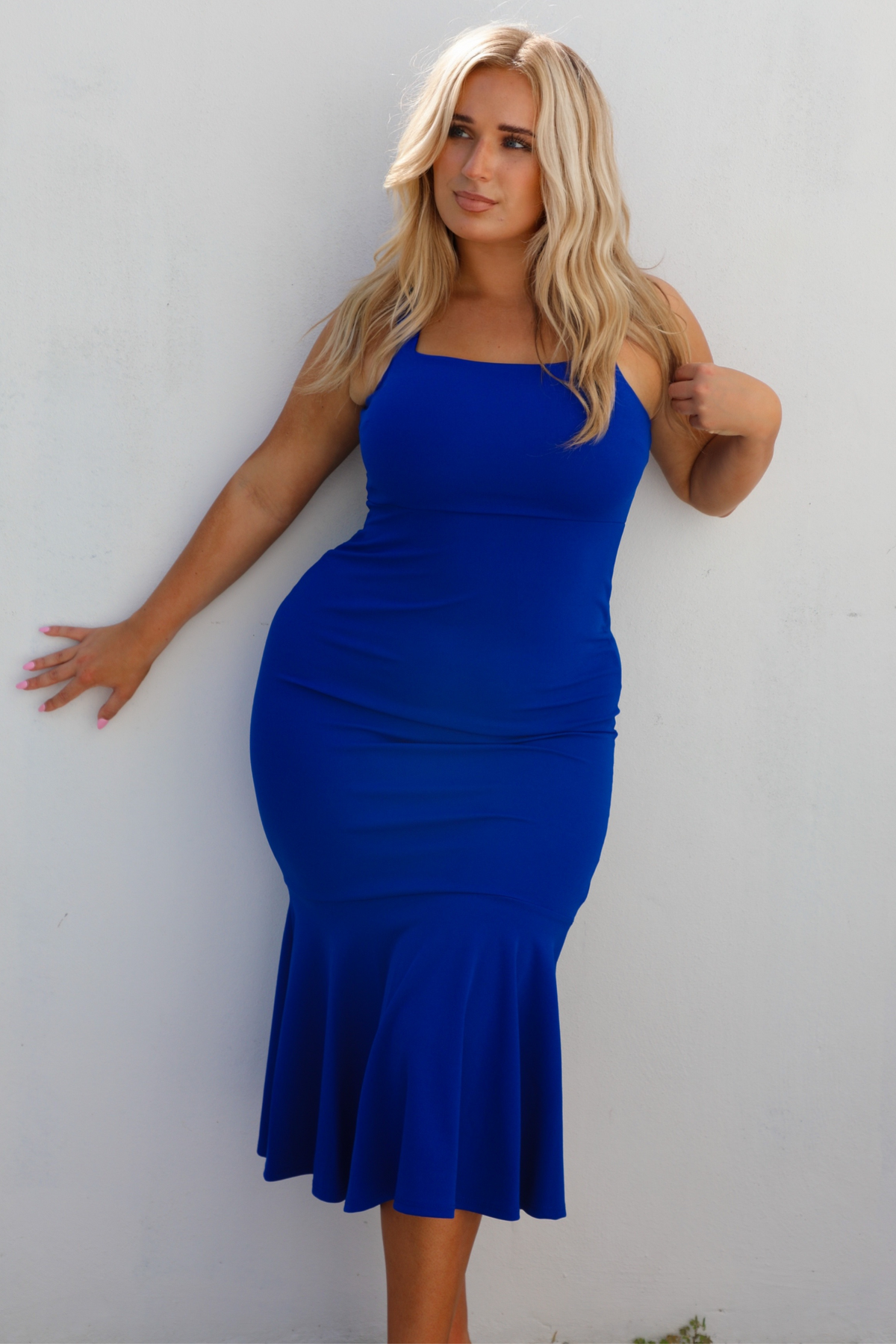 Spring Wedding Midi Dress: Royal Blue