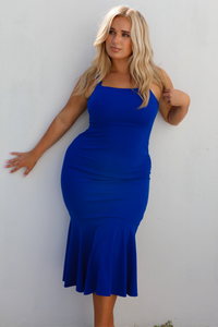 Spring Wedding Midi Dress: Royal Blue