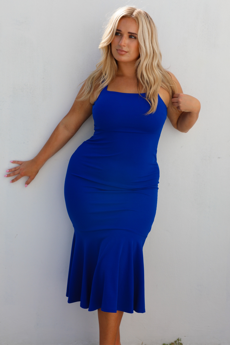 Spring Wedding Midi Dress: Royal Blue