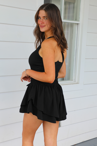 Now Or Never Romper: Black