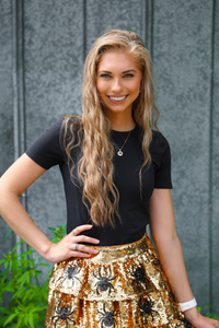 Spooky Spiders Skirt: Gold/Black