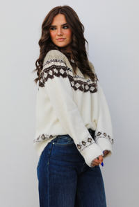 Cozy Cabin Sweater: White/Multi
