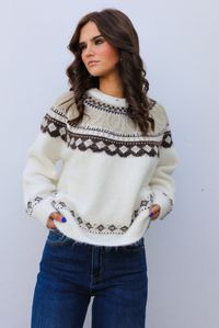 Cozy Cabin Sweater: White/Multi
