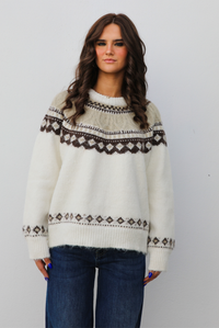 Cozy Cabin Sweater: White/Multi