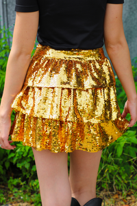 Spooky Spiders Skirt: Gold/Black