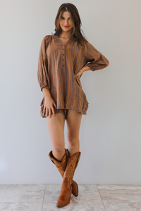Falling Leaves Romper: Brown/Multi