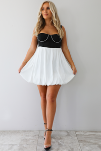 Want To Party Mini Dress: Black/White