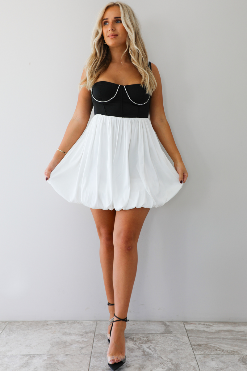 Want To Party Mini Dress: Black/White