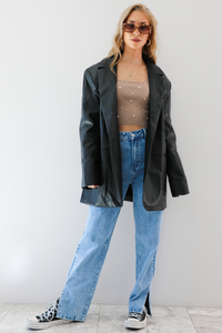 Oversized Boyfriend Blazer Jacket: Black
