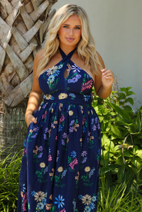 Summer Cruise Midi Dress: Navy/Multi