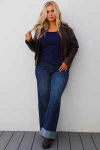 PRE-ORDER: Demi Vegan Leather Jacket: Brown