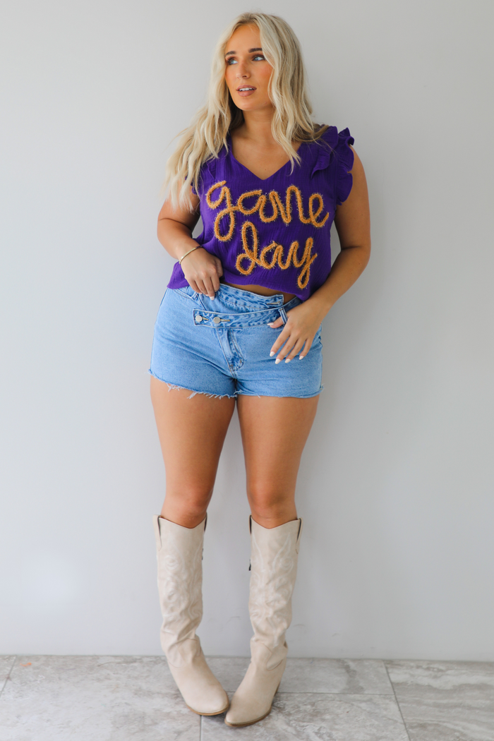 Game Day Blouse: Purple/Gold