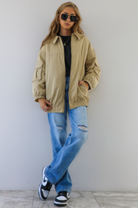 Oversized Cargo Jacket: Toffee