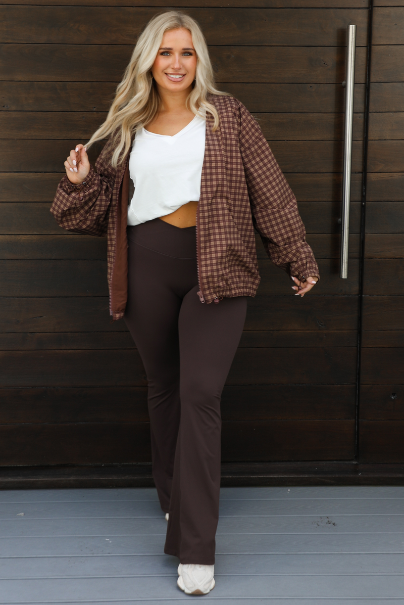 Rainy Days Zip-Up Jacket: Brown/Plaid