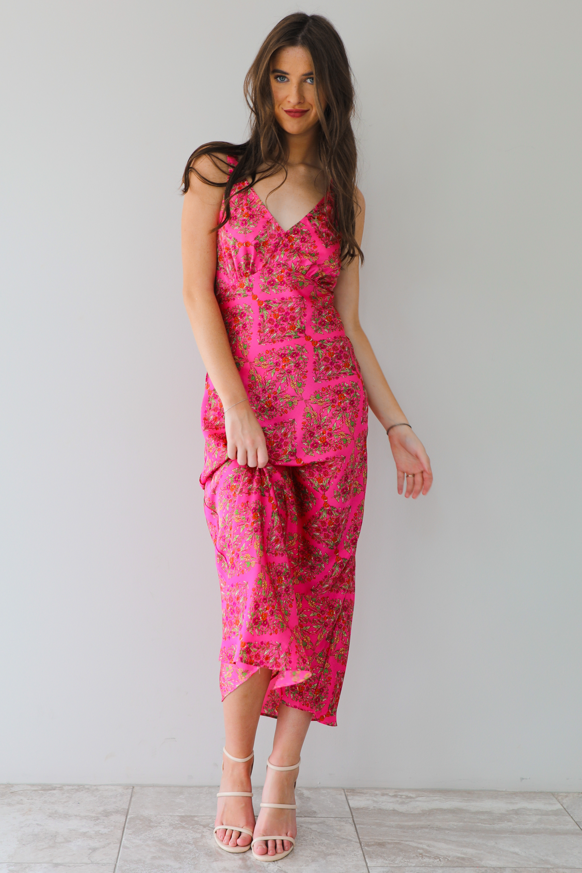 Stay There Maxi Dress: Magenta/Multi