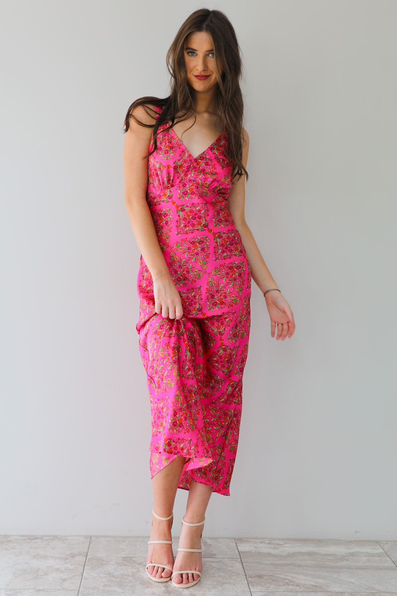 Stay There Maxi Dress: Magenta/Multi