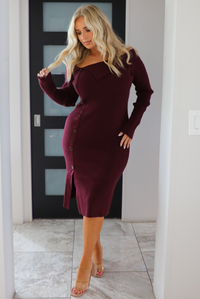Think Of Me Midi Dress: Merlot
