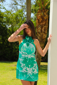 At The Pier Dress: Green/White