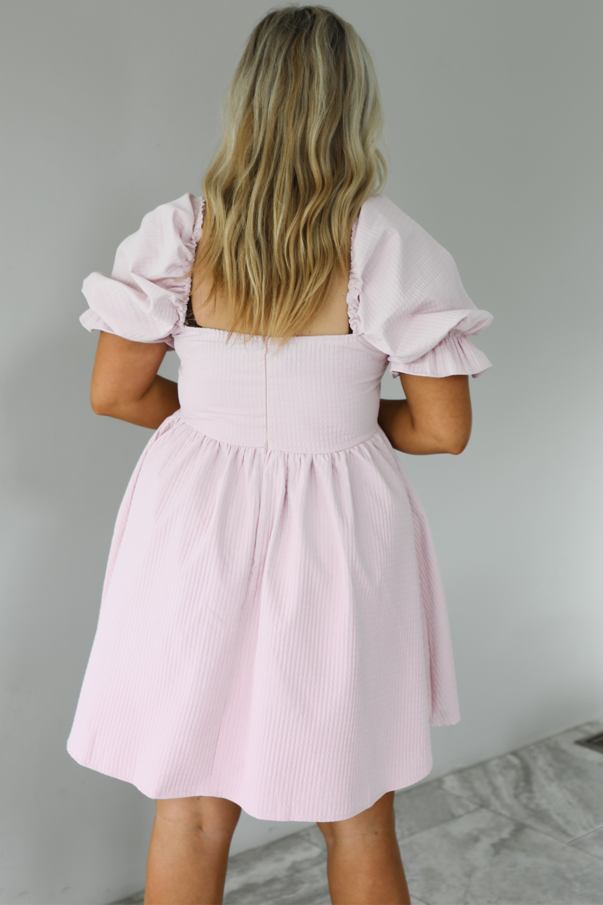 Candy Gal Textured Bubble Dress: Pink