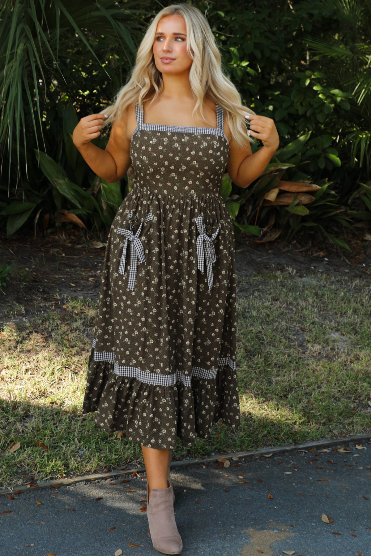 Play Your Part Maxi Dress: Brown/Multi