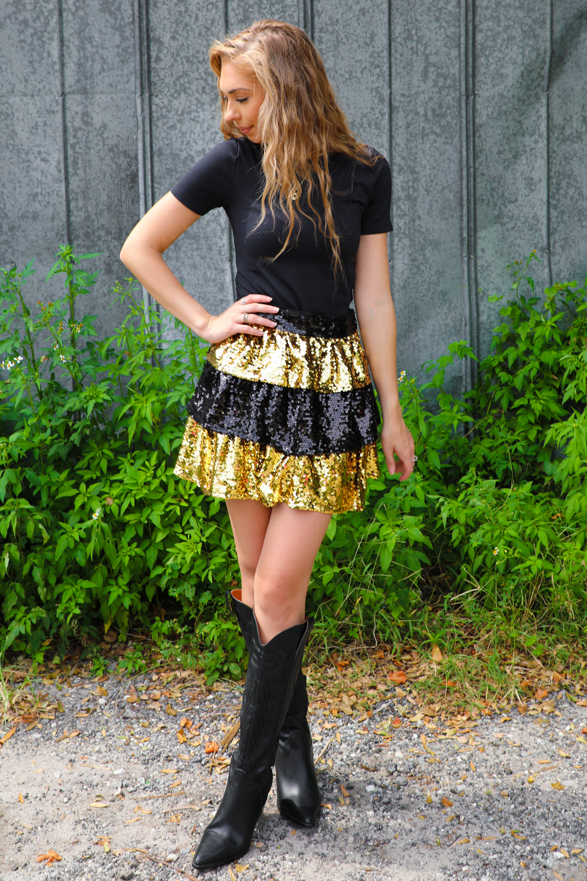 Hocus Pocus Skirt: Black/Gold