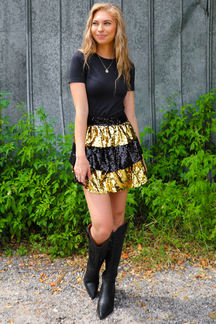 Hocus Pocus Skirt: Black/Gold