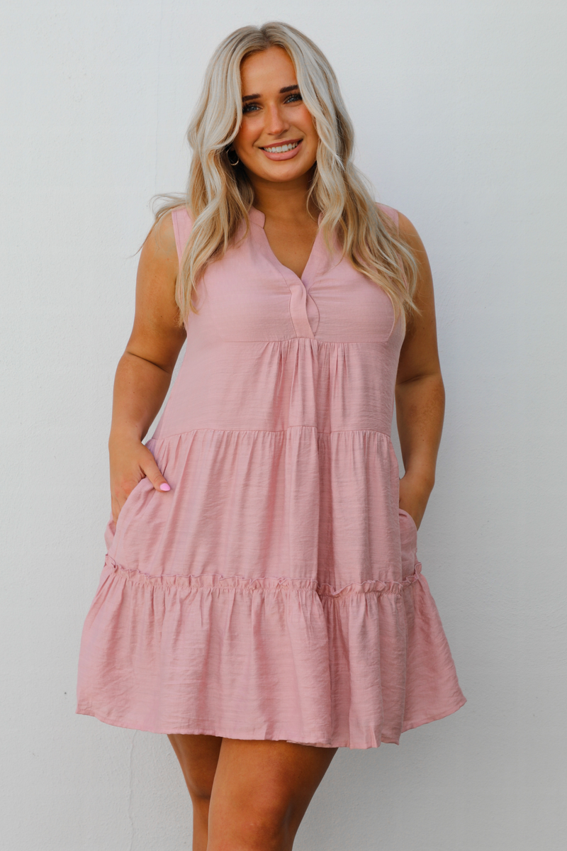 Caught In The Sun Dress: Pink