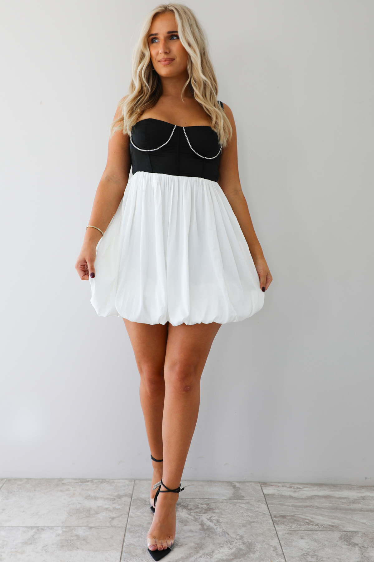 Want To Party Mini Dress: Black/White