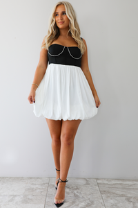 Want To Party Mini Dress: Black/White